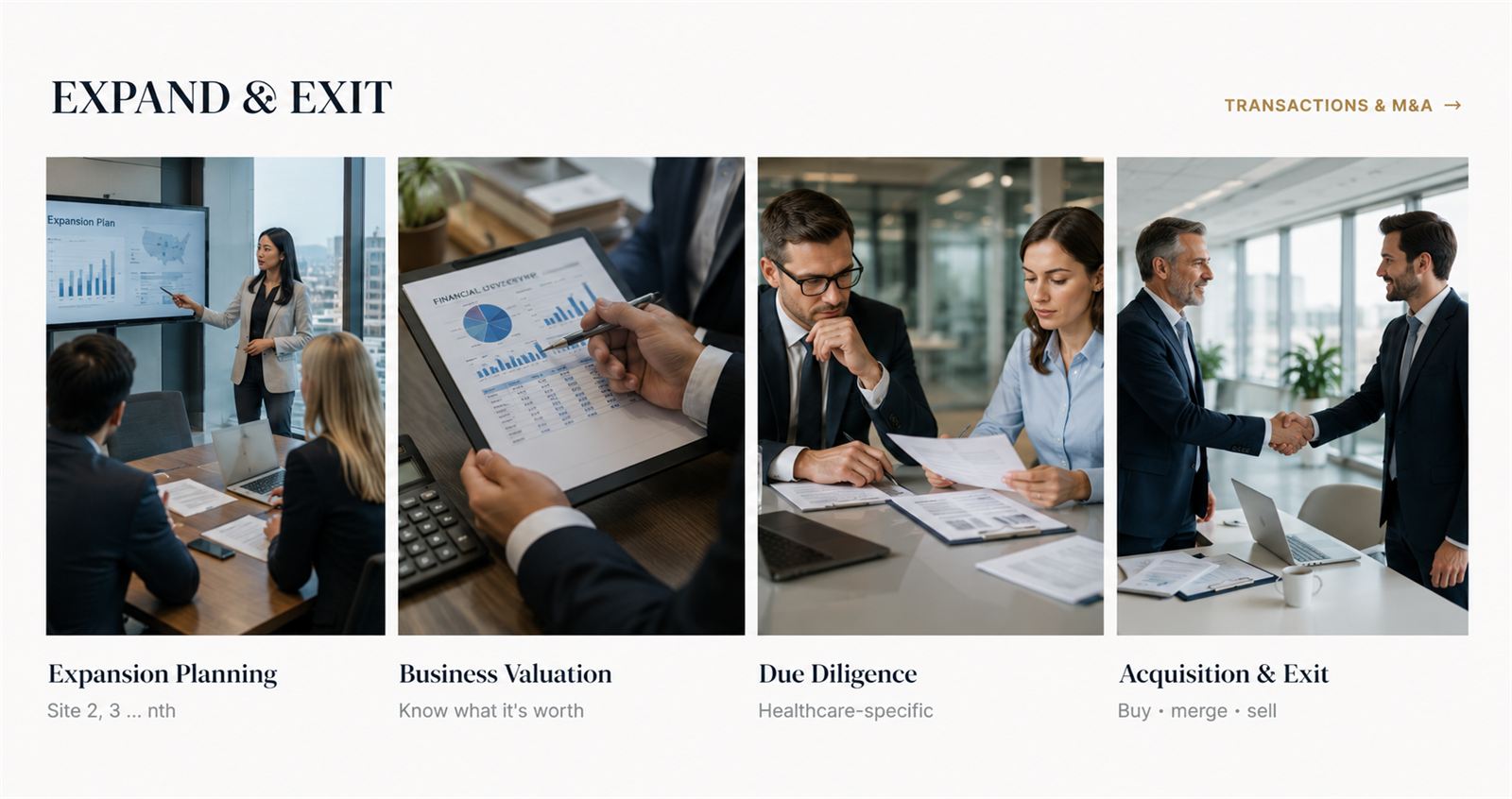 Expand & Exit — Expansion Planning, Business Valuation, Due Diligence, Acquisition & Exit
