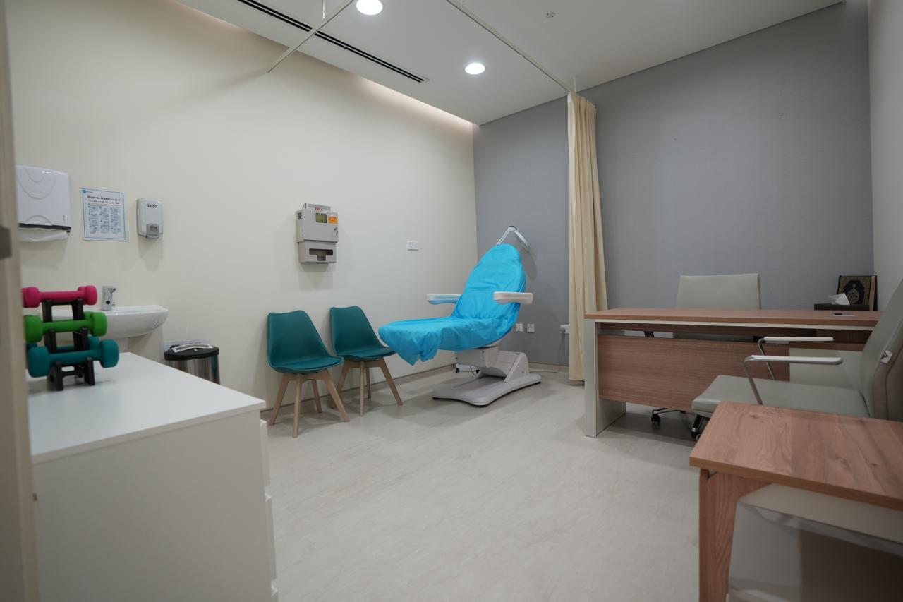 Consultation room with patient seating in a purpose-built poly clinic in Umm Suqeim 3