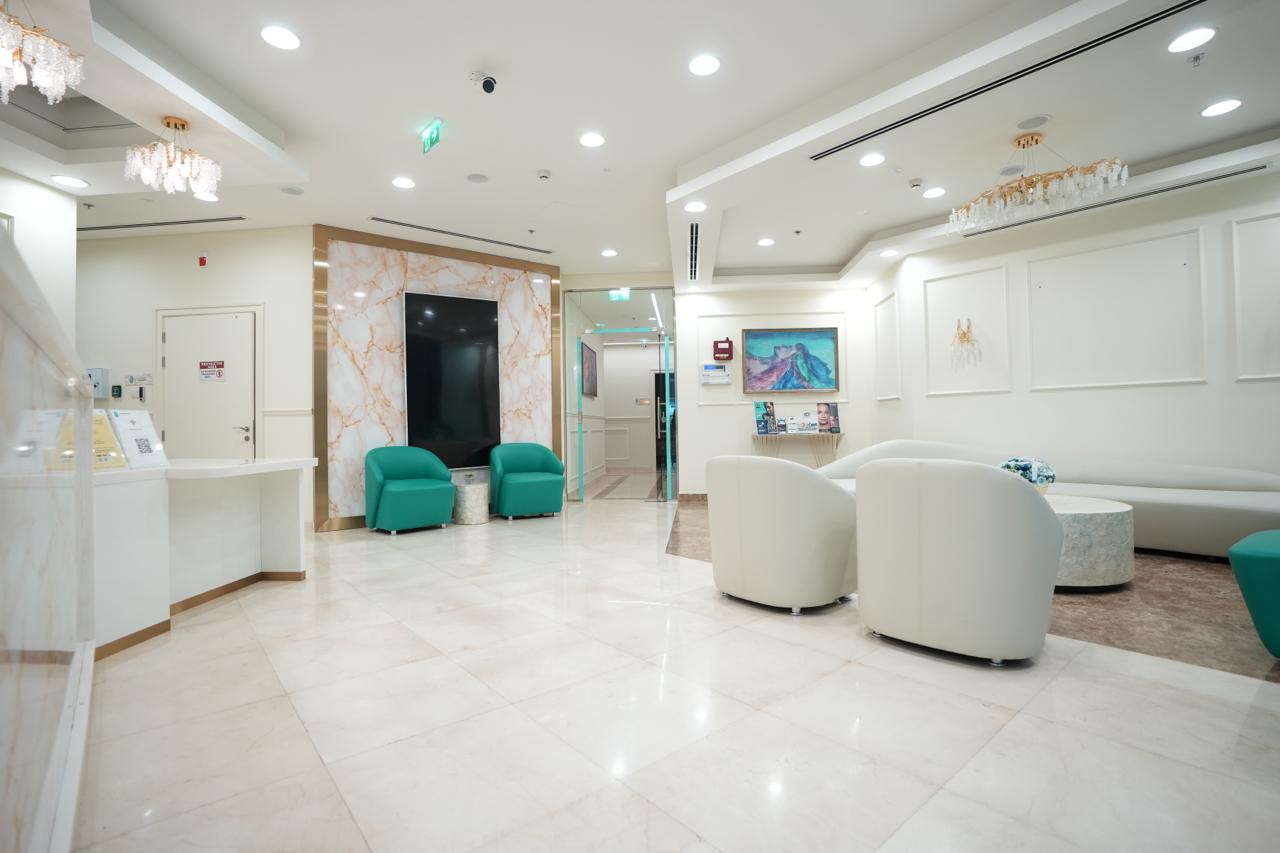 Reception lounge of a 3,821 sq ft licensed poly clinic in Umm Suqeim 3, Dubai