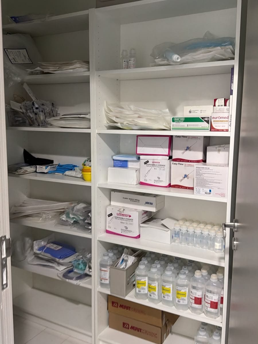 Consumables store stocked with surgical supplies in a day surgery centre in Jumeirah, Dubai
